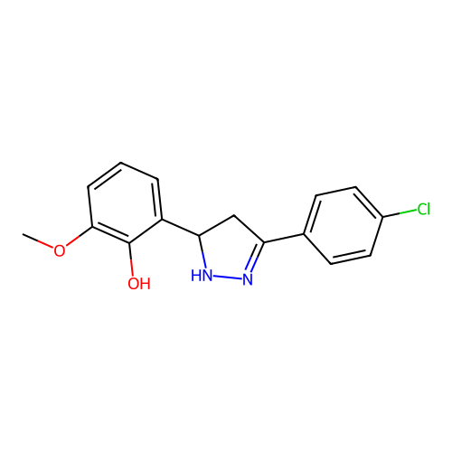 2-[3-(4-chlorophenyl)-4,5-dihydro-1H-pyrazol-5-yl]-6-methoxyphenol structure