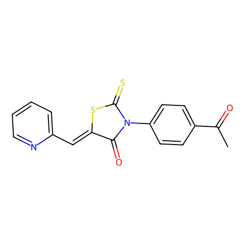 (Z)-3-(4-acetylphenyl)-5-(pyridin-2-ylmethylene)-2-thioxothiazolidin-4-one structure
