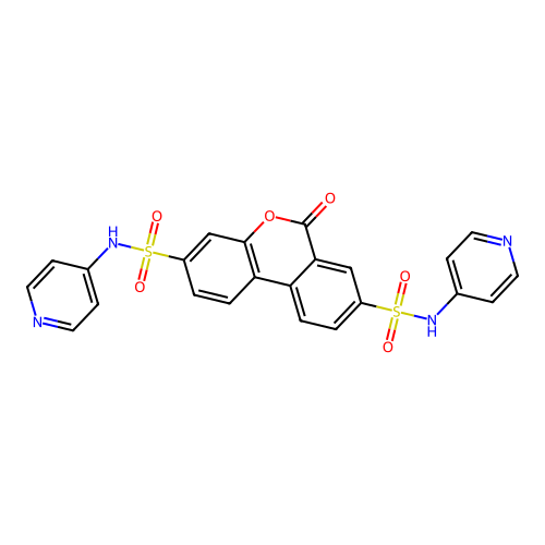 6-oxo-3-N,8-N-dipyridin-4-ylbenzo[c]chromene-3,8-disulfonamide structure