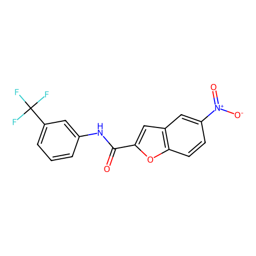 5-nitro-N-[3-(trifluoromethyl)phenyl]-1-benzofuran-2-carboxamide structure