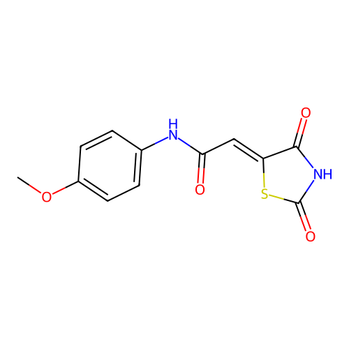 (2Z)-2-(2,4-dioxo-1,3-thiazolidin-5-ylidene)-N-(4-methoxyphenyl)acetamide structure