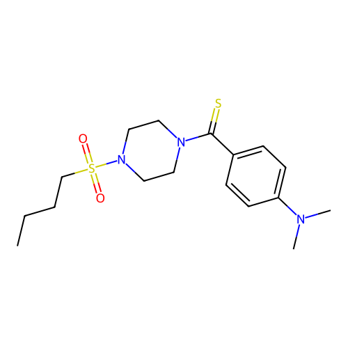 (4-(Butylsulfonyl)piperazin-1-yl)(4-(dimethylamino)phenyl)methanethione structure