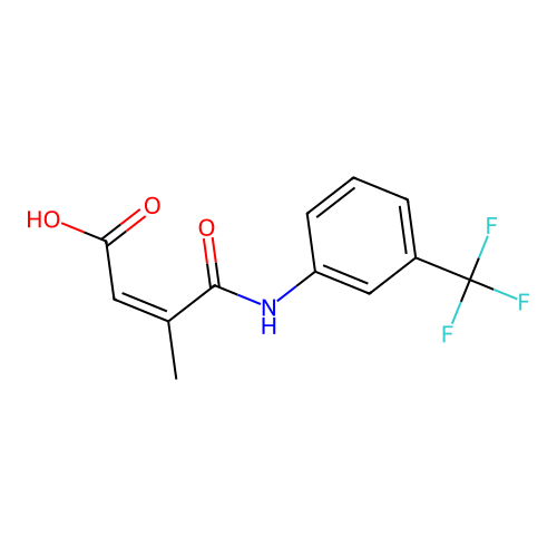 (Z)-3-methyl-4-oxo-4-((3-(trifluoromethyl)phenyl)amino)but-2-enoic acid structure