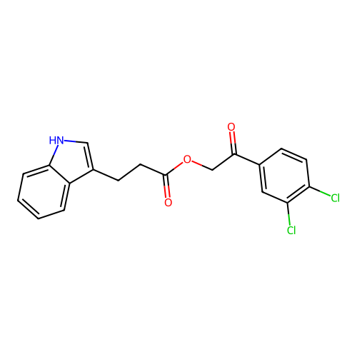 2-(3,4-dichlorophenyl)-2-oxoethyl 3-(1H-indol-3-yl)propanoate structure