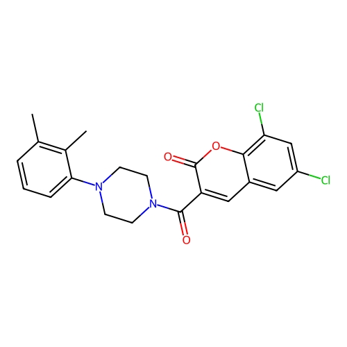 6,8-Dichloro-3-[4-(2,3-dimethylphenyl)piperazine-1-carbonyl]chromen-2-one structure