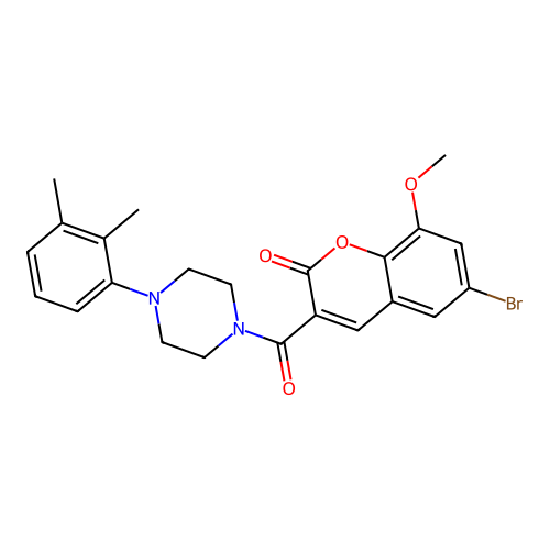 3-{[4-(2,3-Dimethylphenyl)piperazinyl]carbonyl}-6-bromo-8-methoxychromen-2-one structure