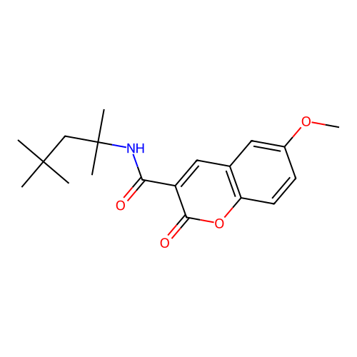 6-methoxy-2-oxo-N-(2,4,4-trimethylpentan-2-yl)chromene-3-carboxamide structure