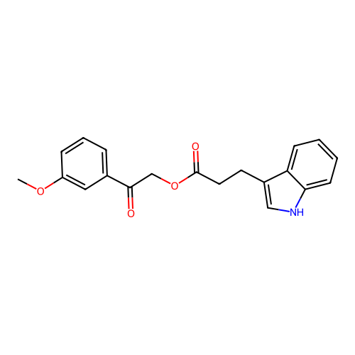 2-(3-methoxyphenyl)-2-oxoethyl 3-(1H-indol-3-yl)propanoate structure