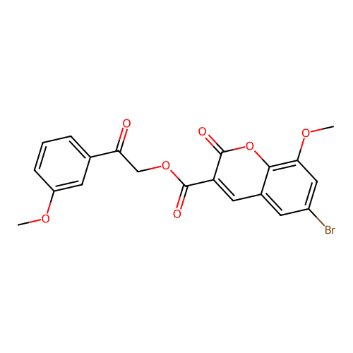 2-(3-methoxyphenyl)-2-oxoethyl 6-bromo-8-methoxy-2-oxo-2H-chromene-3-carboxylate structure