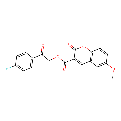 2-(4-fluorophenyl)-2-oxoethyl 6-methoxy-2-oxo-2H-chromene-3-carboxylate structure