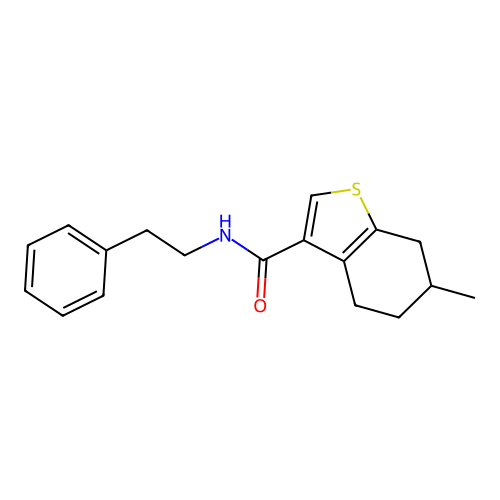 6-methyl-N-(2-phenylethyl)-4,5,6,7-tetrahydro-1-benzothiophene-3-carboxamide structure