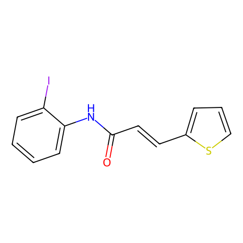 (2E)-N-(2-iodophenyl)-3-(thiophen-2-yl)prop-2-enamide structure