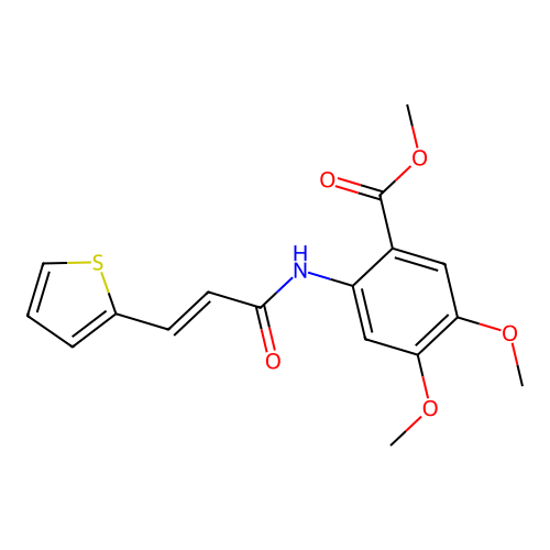 (E)-methyl 4,5-dimethoxy-2-(3-(thiophen-2-yl)acrylamido)benzoate structure