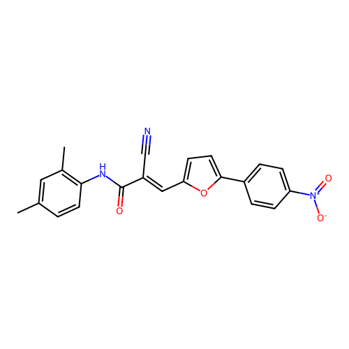 (2E)-2-cyano-N-(2,4-dimethylphenyl)-3-[5-(4-nitrophenyl)furan-2-yl]prop-2-enamide structure