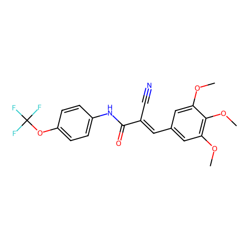 (2E)-2-cyano-N-[4-(trifluoromethoxy)phenyl]-3-(3,4,5-trimethoxyphenyl)prop-2-enamide structure