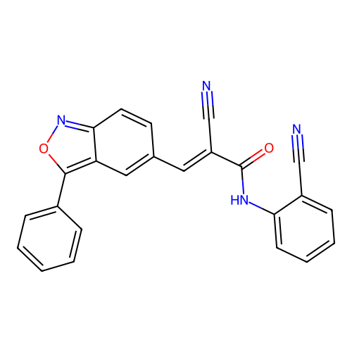 (E)-2-cyano-N-(2-cyanophenyl)-3-(3-phenylbenzo[c]isoxazol-5-yl)acrylamide structure