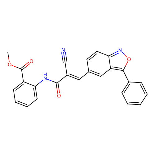 (E)-methyl 2-(2-cyano-3-(3-phenylbenzo[c]isoxazol-5-yl)acrylamido)benzoate structure