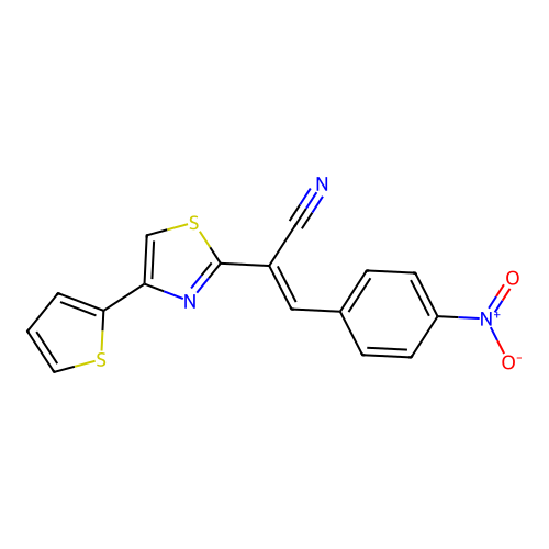 (2E)-3-(4-nitrophenyl)-2-[4-(thiophen-2-yl)-1,3-thiazol-2-yl]prop-2-enenitrile structure