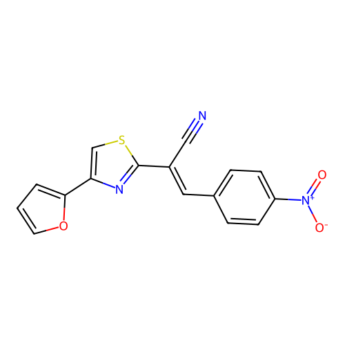 (2E)-2-[4-(furan-2-yl)-1,3-thiazol-2-yl]-3-(4-nitrophenyl)prop-2-enenitrile structure