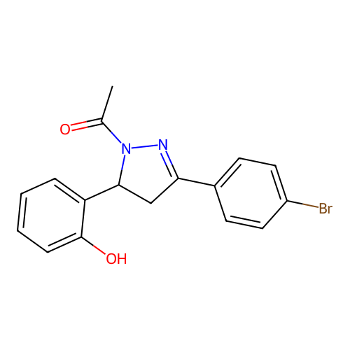 1-[5-(4-Bromophenyl)-3-(2-hydroxyphenyl)-3,4-dihydropyrazol-2-yl]ethanone structure