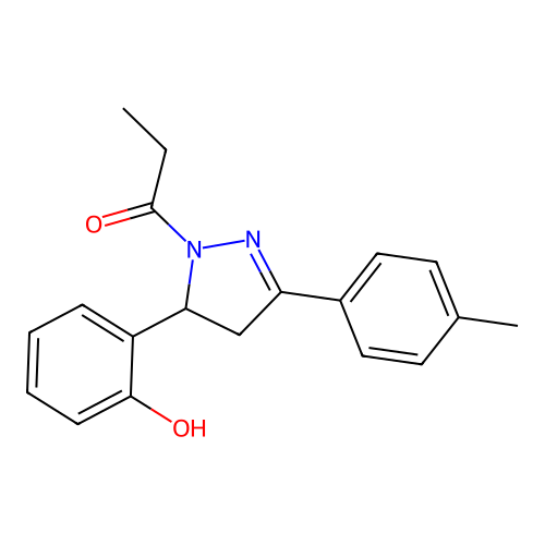 1-[3-(2-Hydroxyphenyl)-5-(4-methylphenyl)-3,4-dihydropyrazol-2-yl]propan-1-one structure