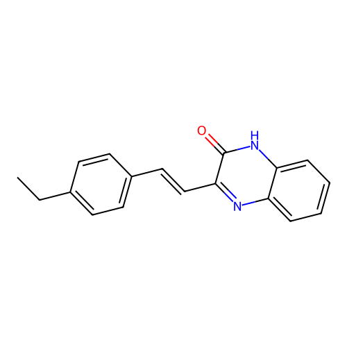 (E)-3-(4-ethylstyryl)quinoxalin-2(1H)-one structure