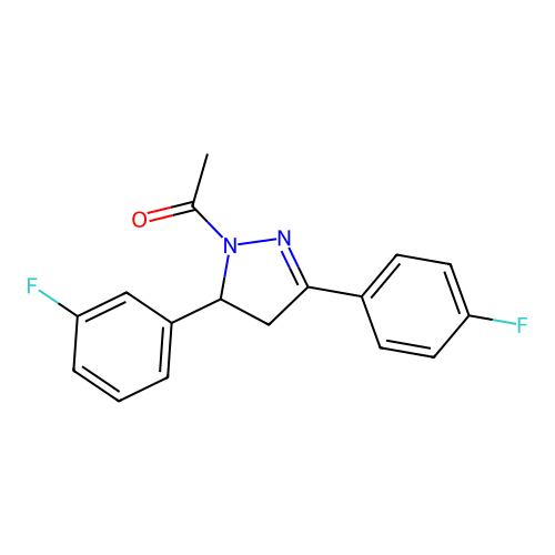 1-[5-(3-fluorophenyl)-3-(4-fluorophenyl)-4,5-dihydro-1H-pyrazol-1-yl]ethan-1-one structure