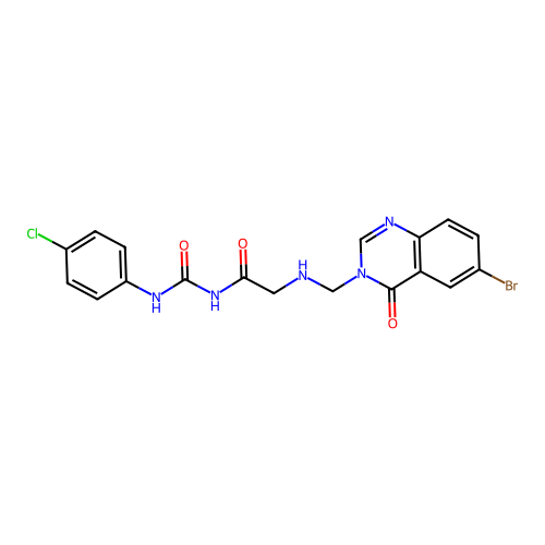 Acetamide, 2-(((6-bromo-4-oxo-3(4H)-quinazolinyl)methyl)amino)-N-(((4-chlorophenyl)amino)carbonyl)- structure
