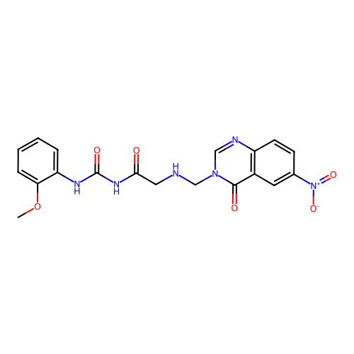 Acetamide, N-(((2-methoxyphenyl)amino)carbonyl)-2-(((6-nitro-4-oxo-3(4H)-quinazolinyl)methyl)amino)- structure