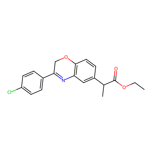 2H-1,4-Benzoxazine-6-acetic acid, 3-(4-chlorophenyl)-alpha-methyl-, ethyl ester structure