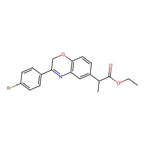 2H-1,4-Benzoxazine-6-acetic acid, 3-(4-bromophenyl)-alpha-methyl-, ethyl ester structure