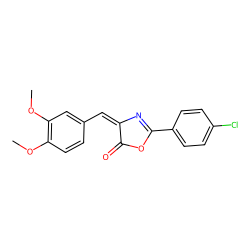 (4E)-2-(4-chlorophenyl)-4-(3,4-dimethoxybenzylidene)-1,3-oxazol-5(4H)-one structure