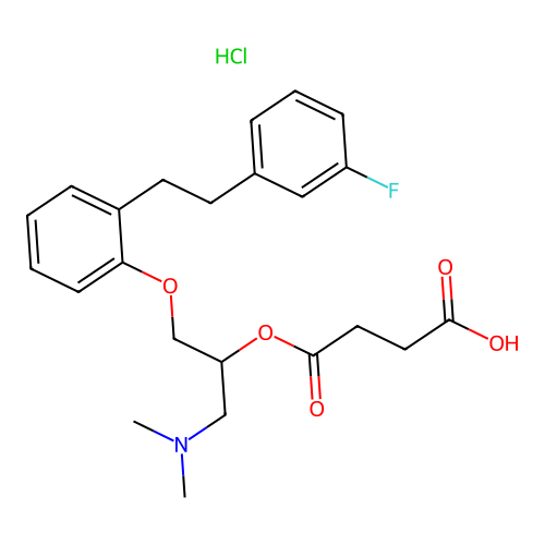 Butanedioic acid, mono(2-(dimethylamino)-1-((2-(2-(3-fluorophenyl)ethyl)phenoxy)methyl)ethyl) ester, hydrochloride structure
