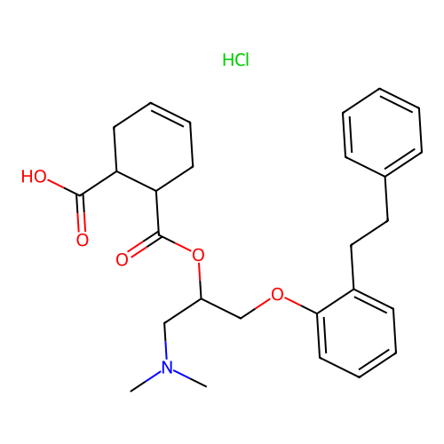 2-((3-Dimethylamino-2-(2-carboxy-4-cyclohexenylcarbonyloxy))propoxy)bibenzyl hydrochloride structure