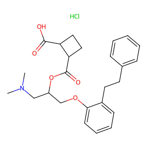 2-((3-Dimethylamino-2-(2-carboxycyclobutylcarbonyloxy))propoxy)bibenzyl hydrochloride structure