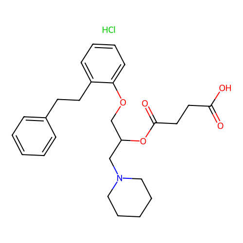 2-((3-Piperidino-2-(3-carboxypropionyloxy))propoxy)bibenzyl hydrochloride structure
