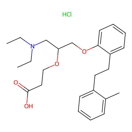 Propanoic acid, 3-(1-((diethylamino)methyl)-2-(2-(2-(2-methylphenyl)ethyl)phenoxy)ethoxy)-, hydrochloride structure
