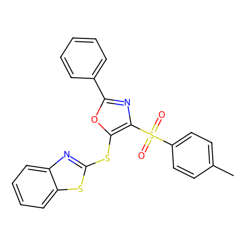 5-(Benzo[d]thiazol-2-ylthio)-2-phenyl-4-tosyloxazole structure