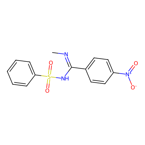 (Z)-N-methyl-4-nitro-N'-(phenylsulfonyl)benzimidamide structure