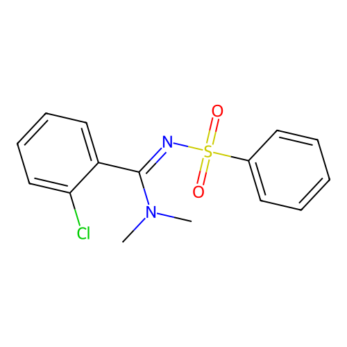 N'-(benzenesulfonyl)-2-chloro-N,N-dimethyl-benzenecarboximidamide structure