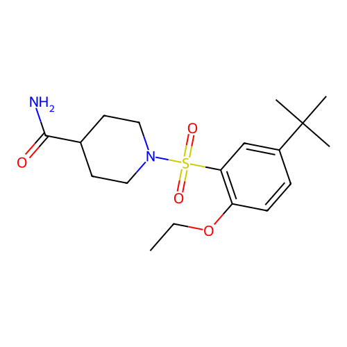 1-((5-(Tert-butyl)-2-ethoxyphenyl)sulfonyl)piperidine-4-carboxamide structure