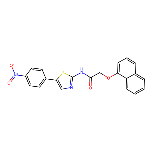 2-(naphthalen-1-yloxy)-N-(5-(4-nitrophenyl)thiazol-2-yl)acetamide structure