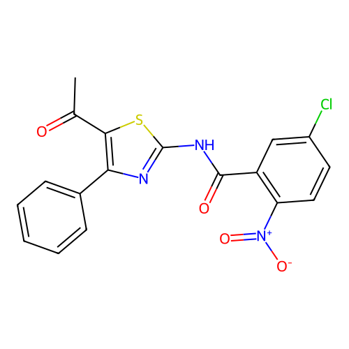 N-(5-acetyl-4-phenyl-1,3-thiazol-2-yl)-5-chloro-2-nitrobenzamide structure