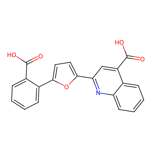 2-[5-(2-Carboxyphenyl)furan-2-yl]quinoline-4-carboxylic acid structure