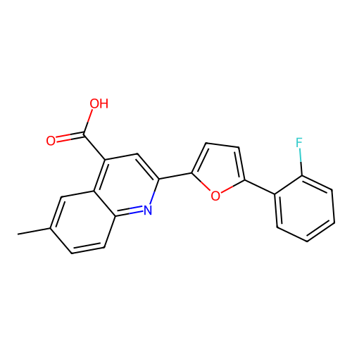 2-[5-(2-Fluorophenyl)furan-2-yl]-6-methylquinoline-4-carboxylic acid structure