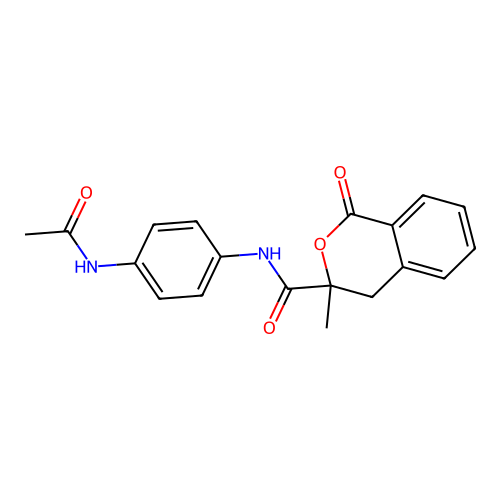 N-(4-acetamidophenyl)-3-methyl-1-oxo-4H-isochromene-3-carboxamide structure