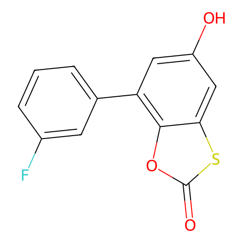 7-(3-Fluorophenyl)-5-hydroxy-1,3-benzoxathiol-2-one structure