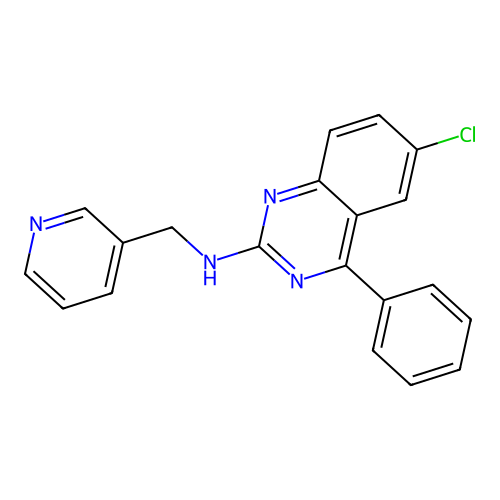 6-chloro-4-phenyl-N-(pyridin-3-ylmethyl)quinazolin-2-amine structure