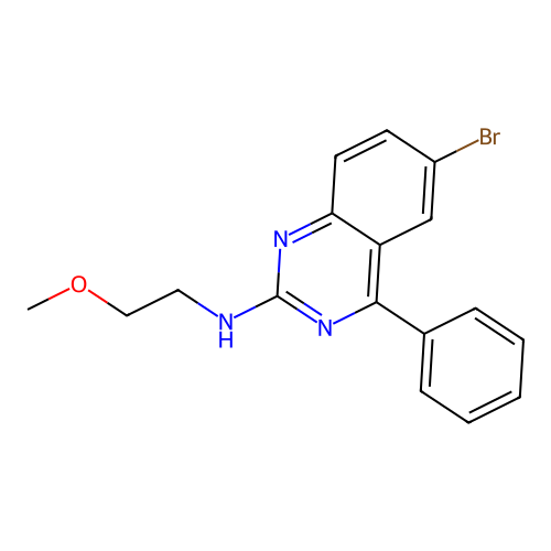 6-bromo-N-(2-methoxyethyl)-4-phenylquinazolin-2-amine structure