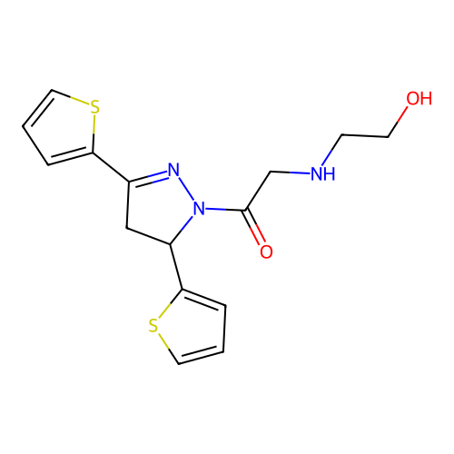 1-(3,5-Dithiophen-2-yl-3,4-dihydropyrazol-2-yl)-2-(2-hydroxyethylamino)ethanone structure